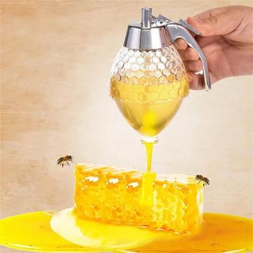 Elegant Crystal Honey Dispenser Honey Syrup Bee Pot Jar
