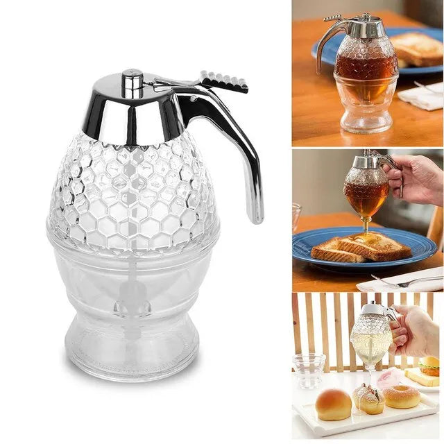 Elegant Crystal Honey Dispenser Honey Syrup Bee Pot Jar