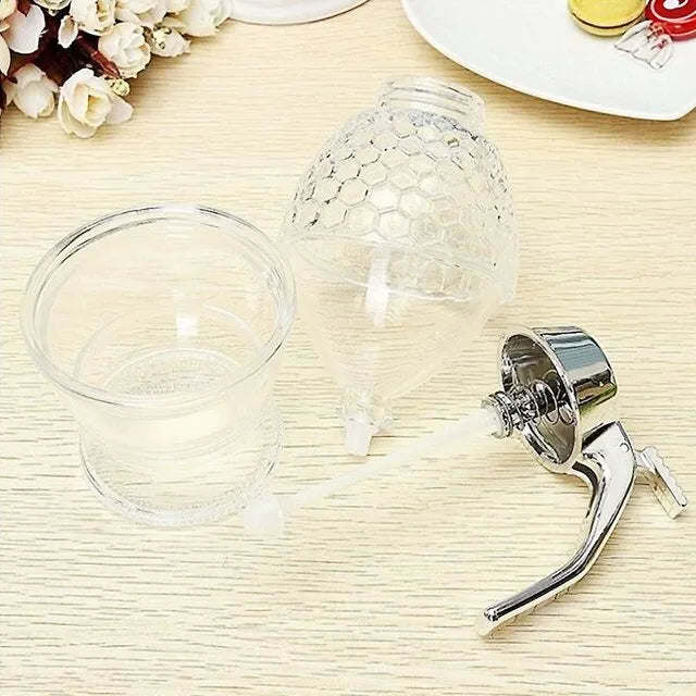 Elegant Crystal Honey Dispenser Honey Syrup Bee Pot Jar