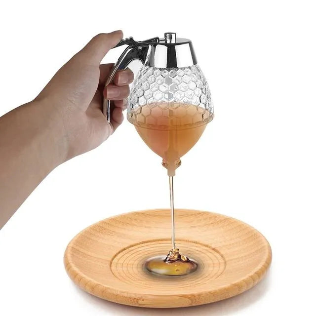Elegant Crystal Honey Dispenser Honey Syrup Bee Pot Jar